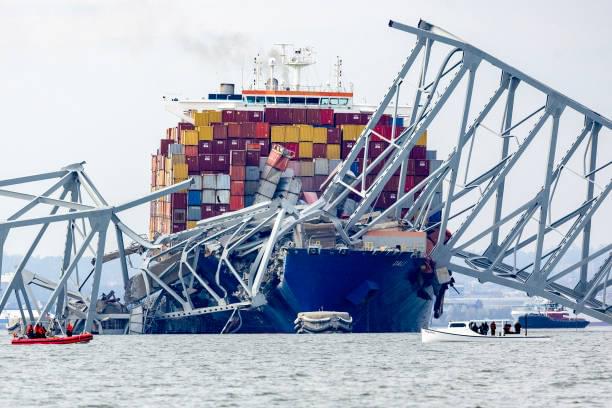 The Francis Scott Key Bridge in Baltimore collapses after a freighter collides with it